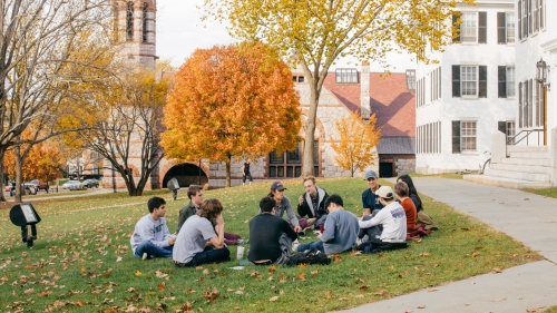 Students taking class outside