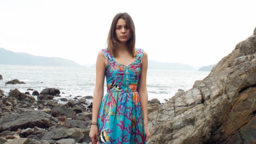 Mia Mira design - blue dress with coral and colorful fish